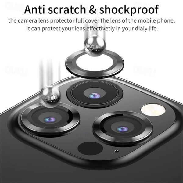 1 Set Camera Lens Protector For Apple iPhone 16 iPhone 15 Pro Max Plus iPhone 14 Pro Max iPhone 13 iPhone 12 Aluminum alloy Anti-Fingerprint Diamond G