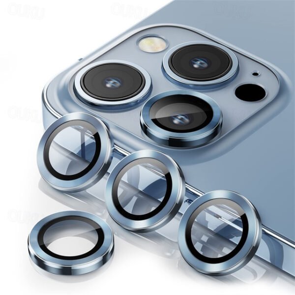 1 Set Camera Lens Protector For Apple iPhone 16 iPhone 15 Pro Max Plus iPhone 14 Pro Max iPhone 13 iPhone 12 Aluminum alloy Anti-Fingerprint Diamond G