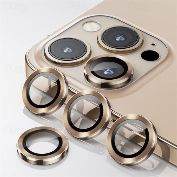 1 Set Camera Lens Protector For Apple iPhone 16 iPhone 15 Pro Max Plus iPhone 14 Pro Max iPhone 13 iPhone 12 Aluminum alloy Anti-Fingerprint Diamond G