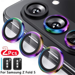 2 pcs Camera Lens Protector For Samsung Galaxy Z Fold 5 Z Fold 4 Zinc Alloy 9H Hardness Anti-Fingerprint High Definition Explosion Proof Scratch Proof