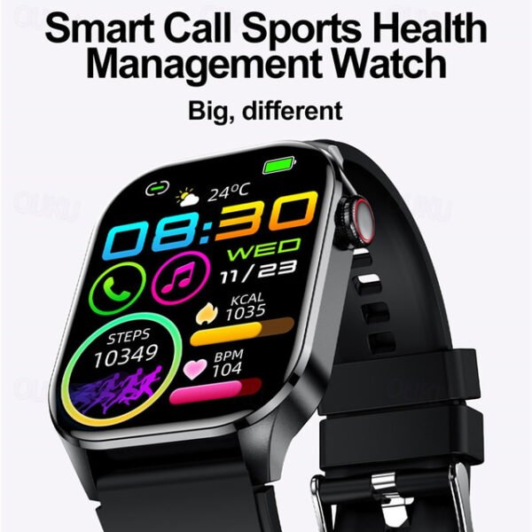 Smartwatch 2-Inch OLED Screen Bluetooth Call Voice Assistant Heart Rate And Blood Glucose Monitoring Waterproof Bluetooth Call Non-Invasive Blood Gluc