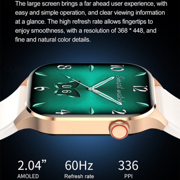 Smartwatch 2-Inch OLED Screen Bluetooth Call Voice Assistant Heart Rate And Blood Glucose Monitoring Waterproof Bluetooth Call Non-Invasive Blood Gluc