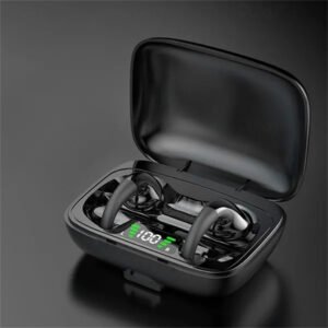 Sport Bluetooth 5.3 Headphones Noise Cancelling Wireless Headsets Gaming Earphones Not in Ear Stereo Earbuds Led Power Display Charging Case for Smart